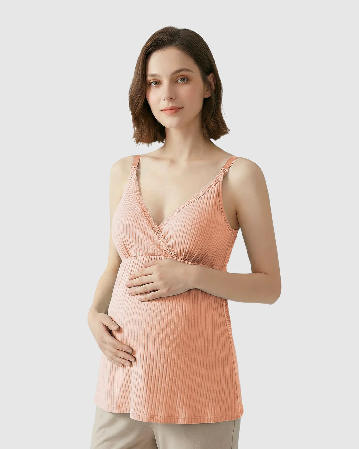 Easy-Access Crisscross Ribbed Nursing Camisole