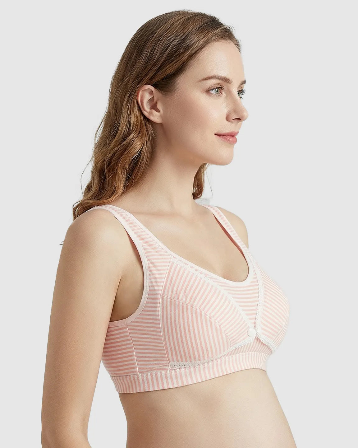 Striped Button Front Maternity Nursing Bra