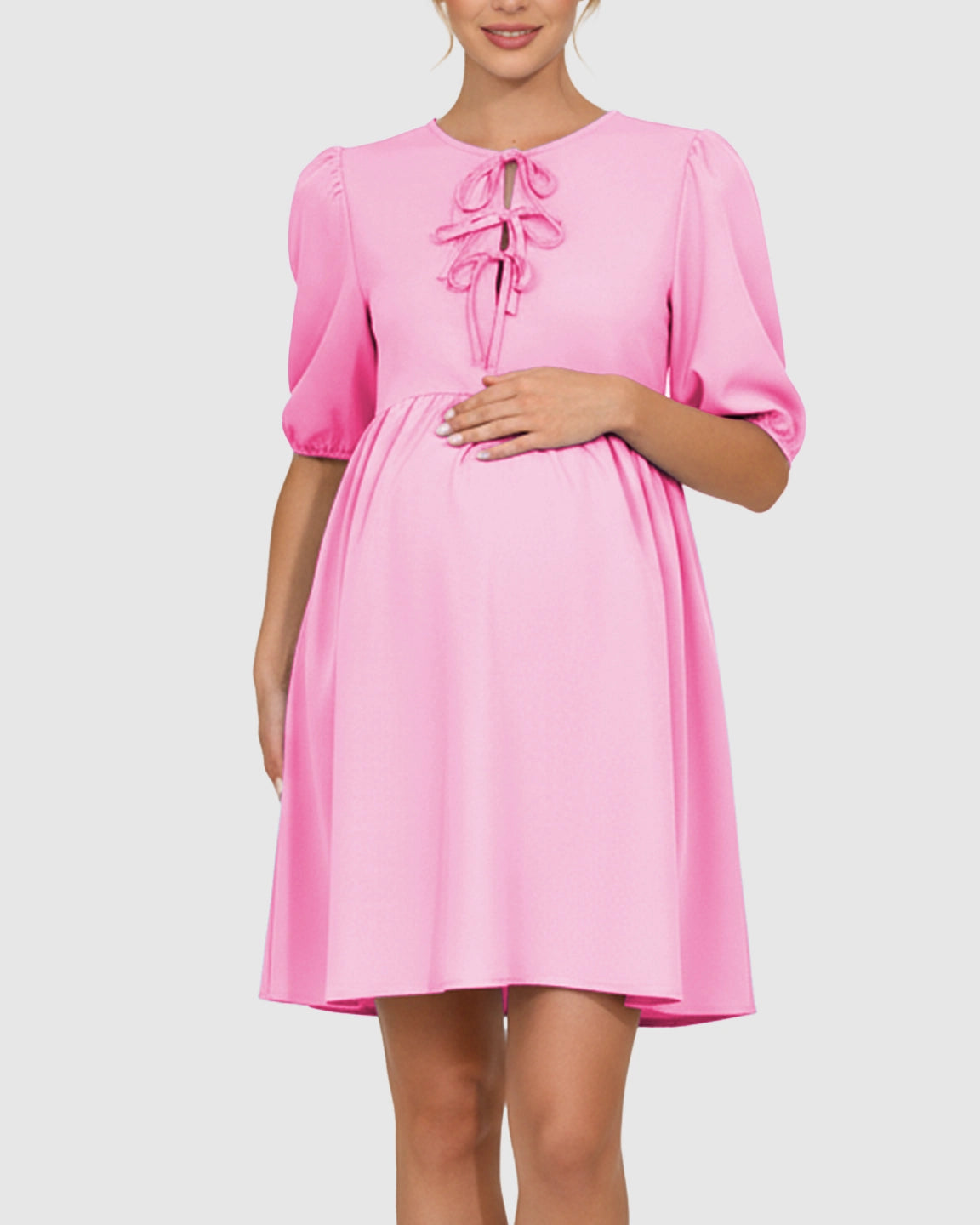 Tie-Neck Babydoll Maternity Dress