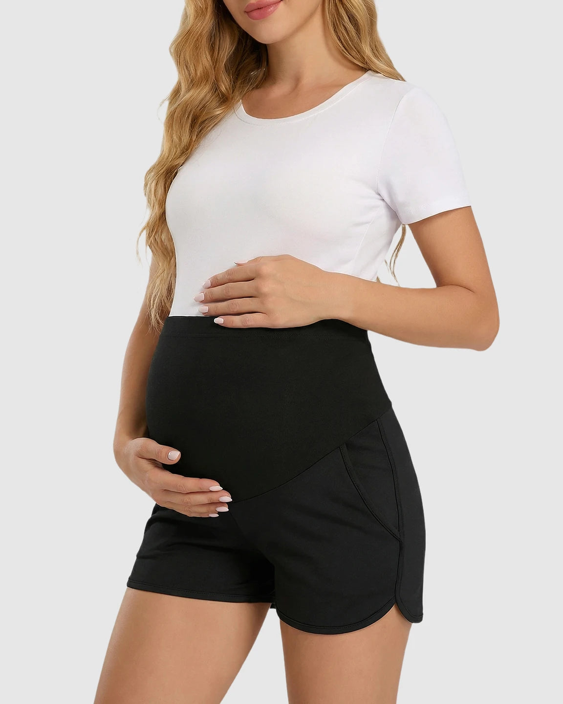 Contrast Trim Sporty Maternity Shorts