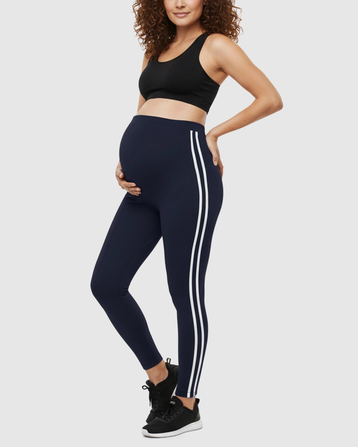 Side Striped Sporty Maternity Leggings