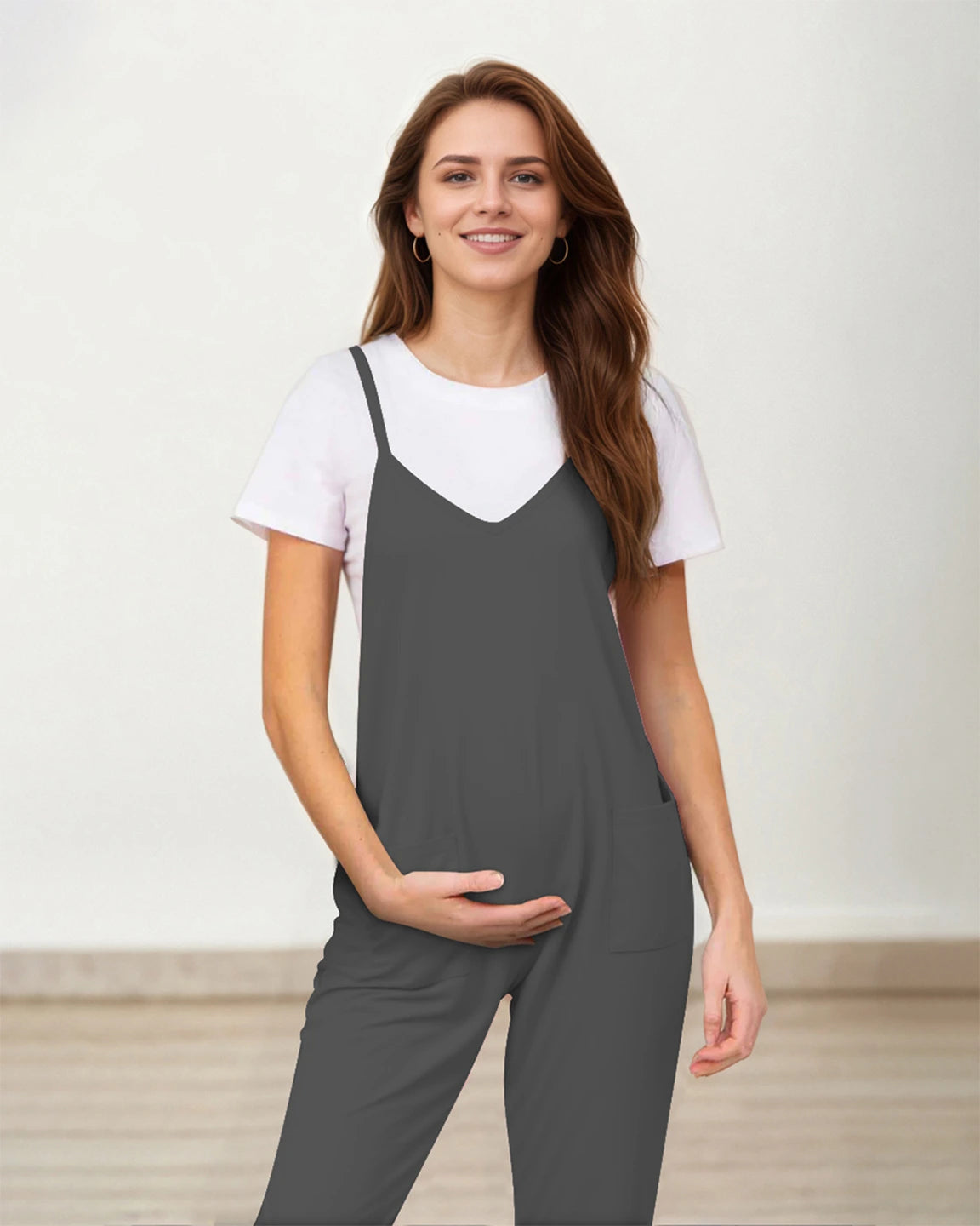 Oversized Adjustable Strap Maternity Jumpsuit