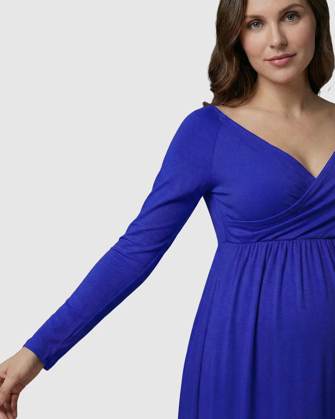 Long-Sleeve Full Train Maternity Maxi Dress
