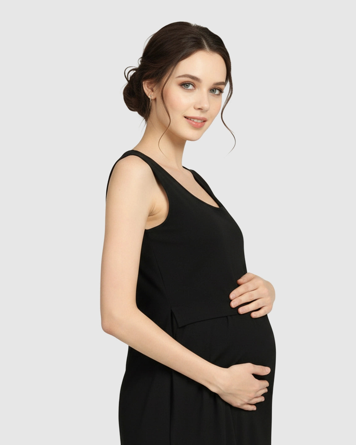 Side-Slit Casual Maternity Maxi Dress