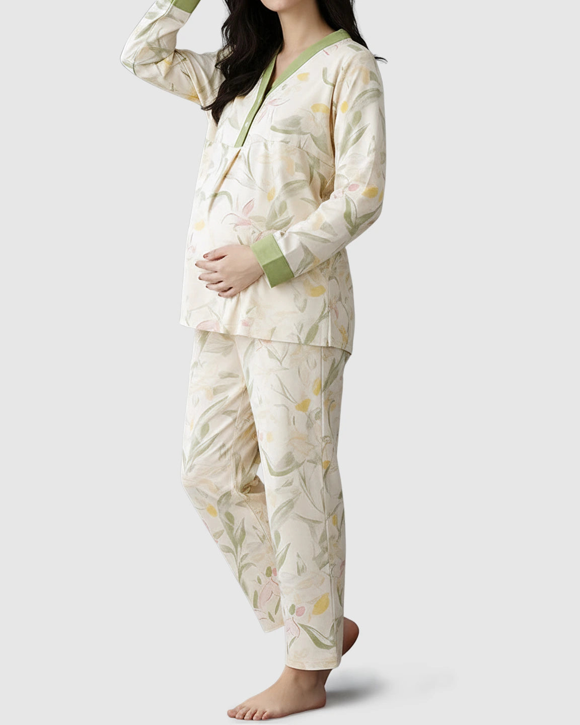 Built-In Chest Pad Floral Maternity Nursing Lounge Set