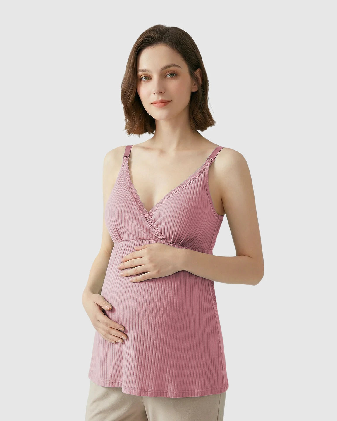 Easy-Access Crisscross Ribbed Nursing Camisole