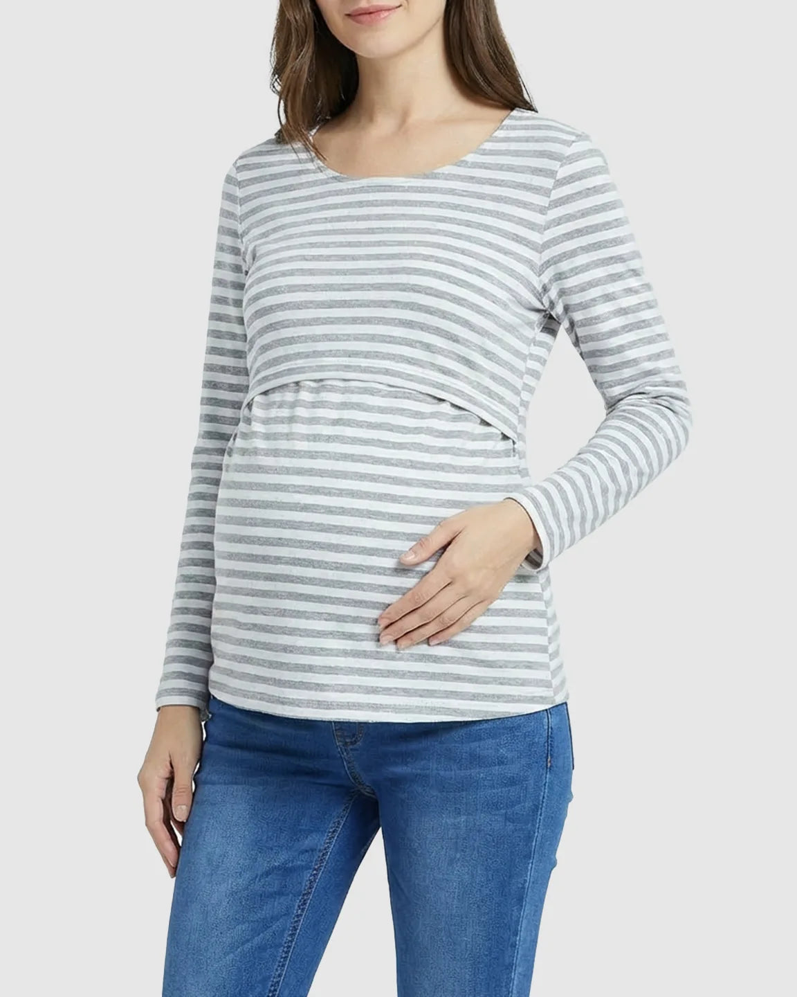 Long-Sleeve Overlap Panel Maternity & Nursing Top