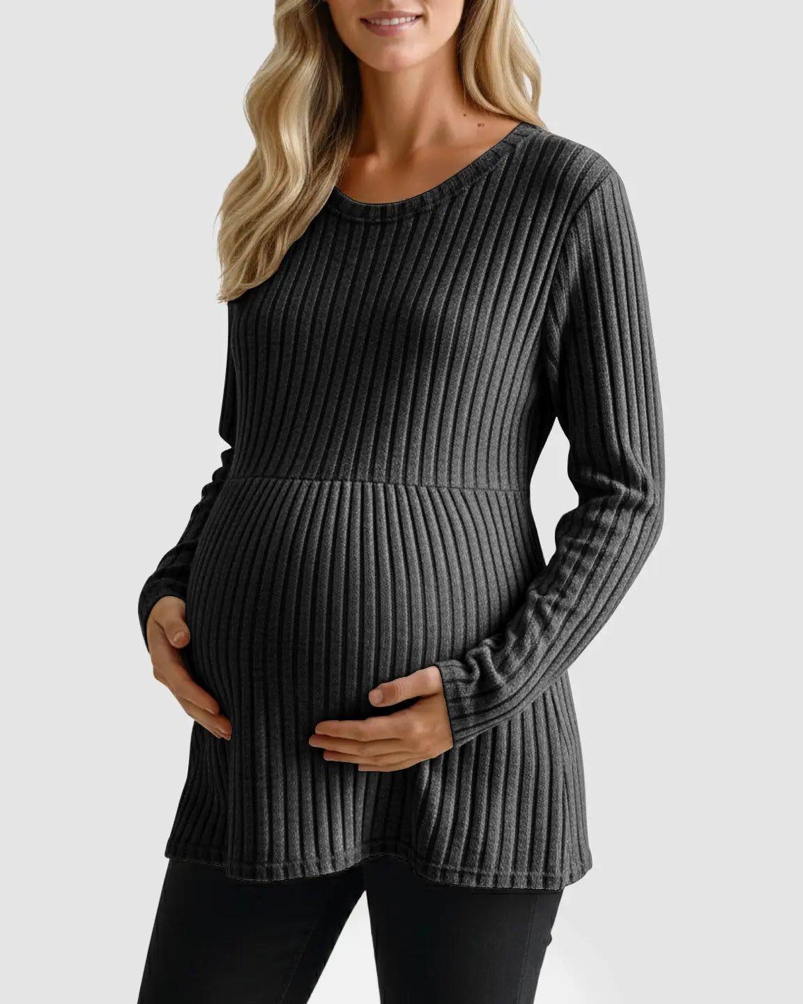 Soft Ribbed Long Sleeve Maternity Top