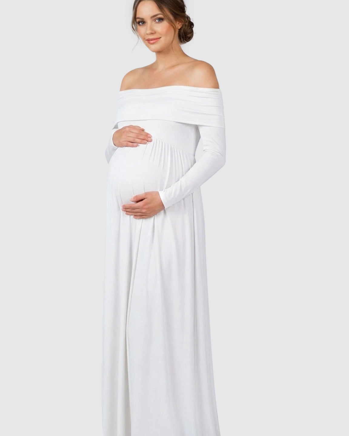 Off-Shoulder Floor-Length Maternity Gown