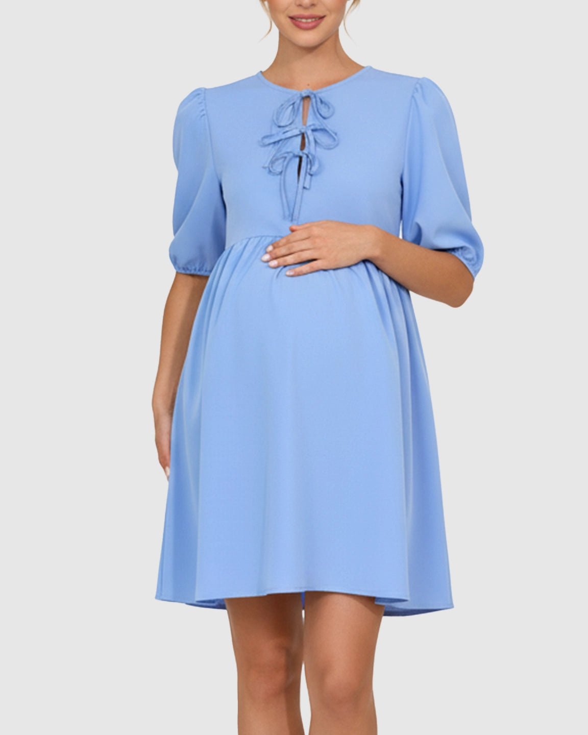 Tie-Neck Babydoll Maternity Dress