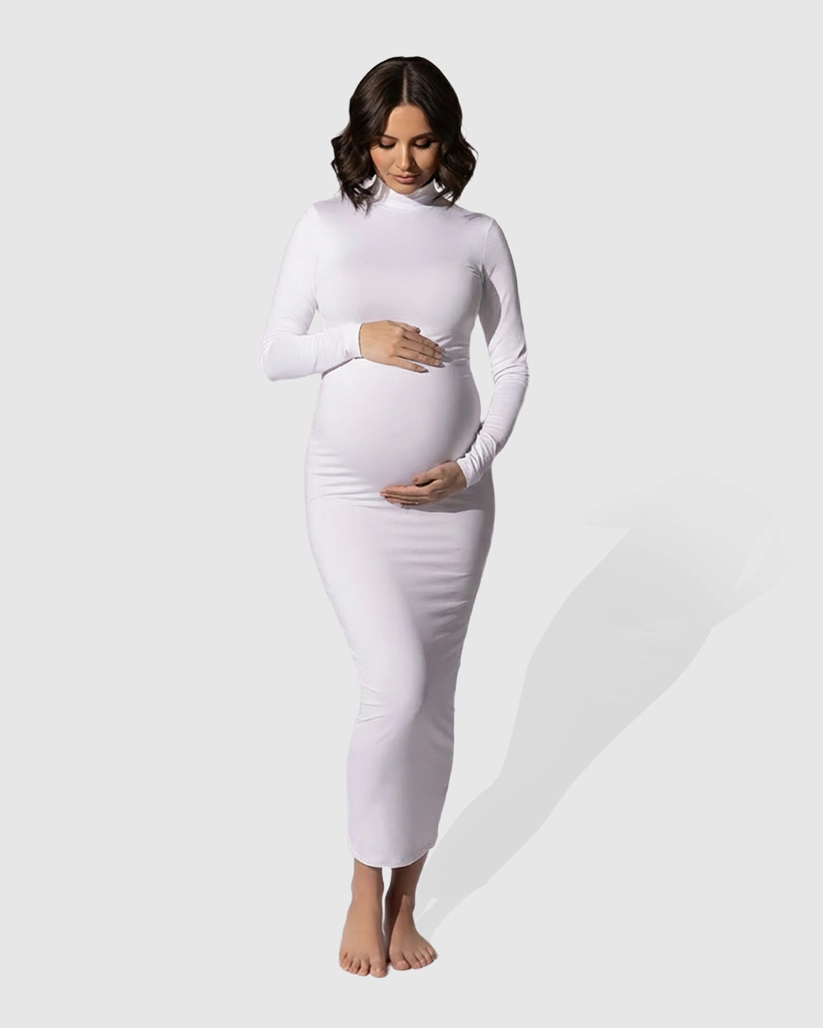 Mock-Neck Bodycon Maternity Maxi Dress