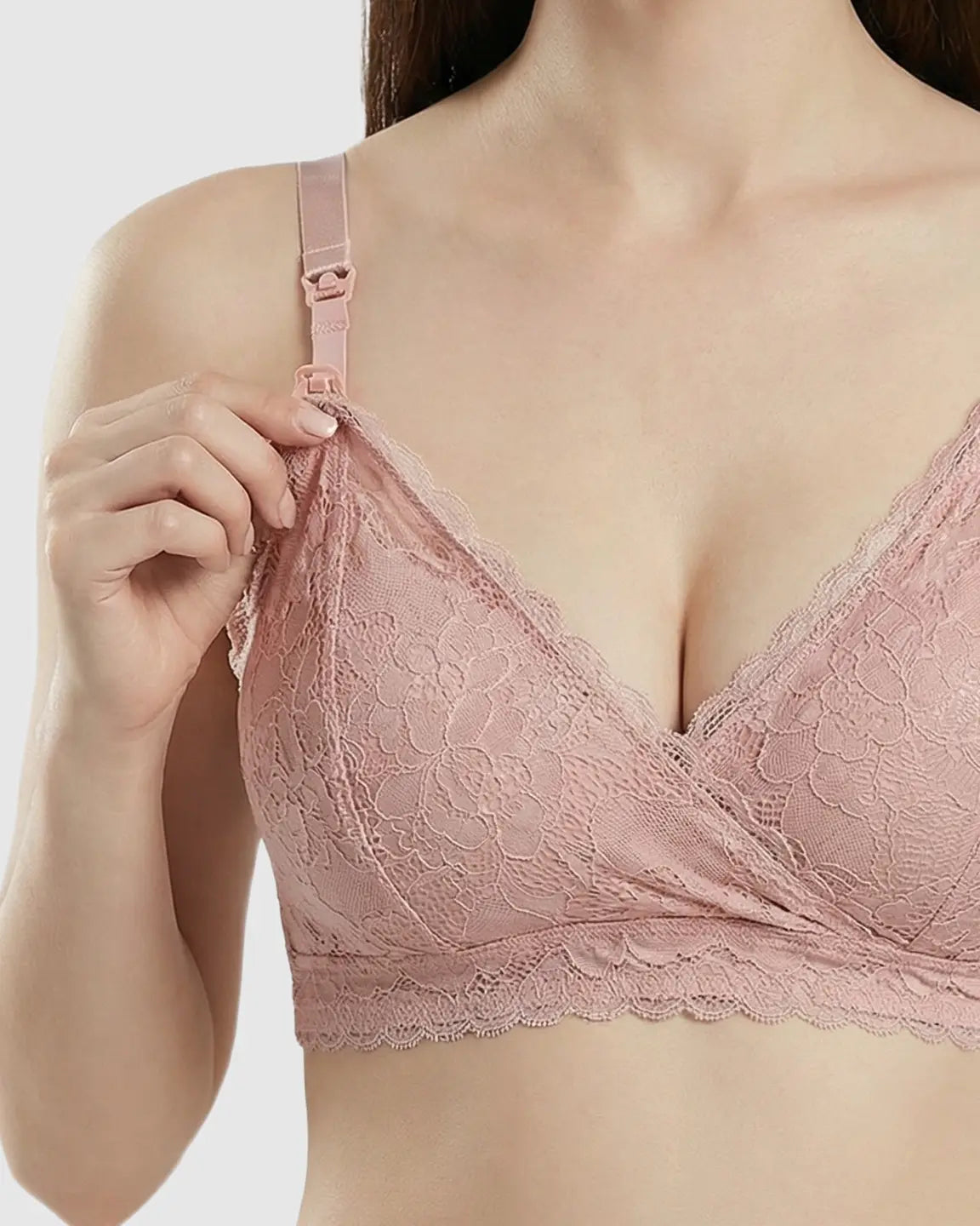Wire-Free Embroidered Lace Nursing Bra
