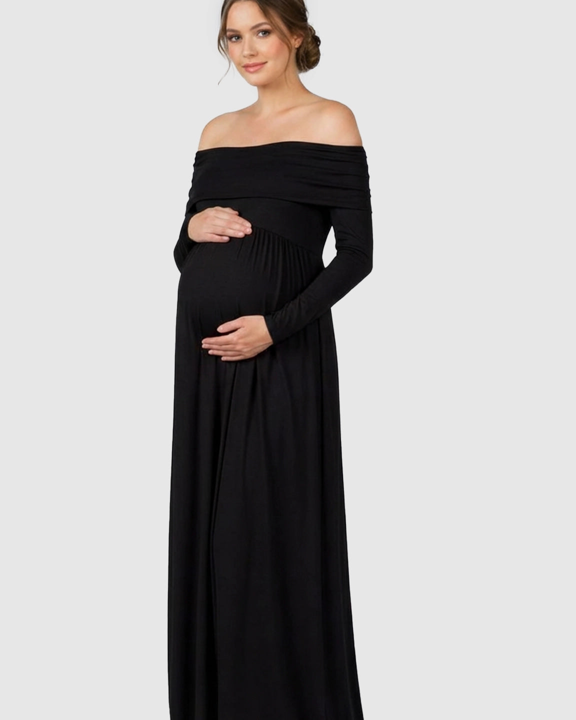 Off-Shoulder Floor-Length Maternity Gown