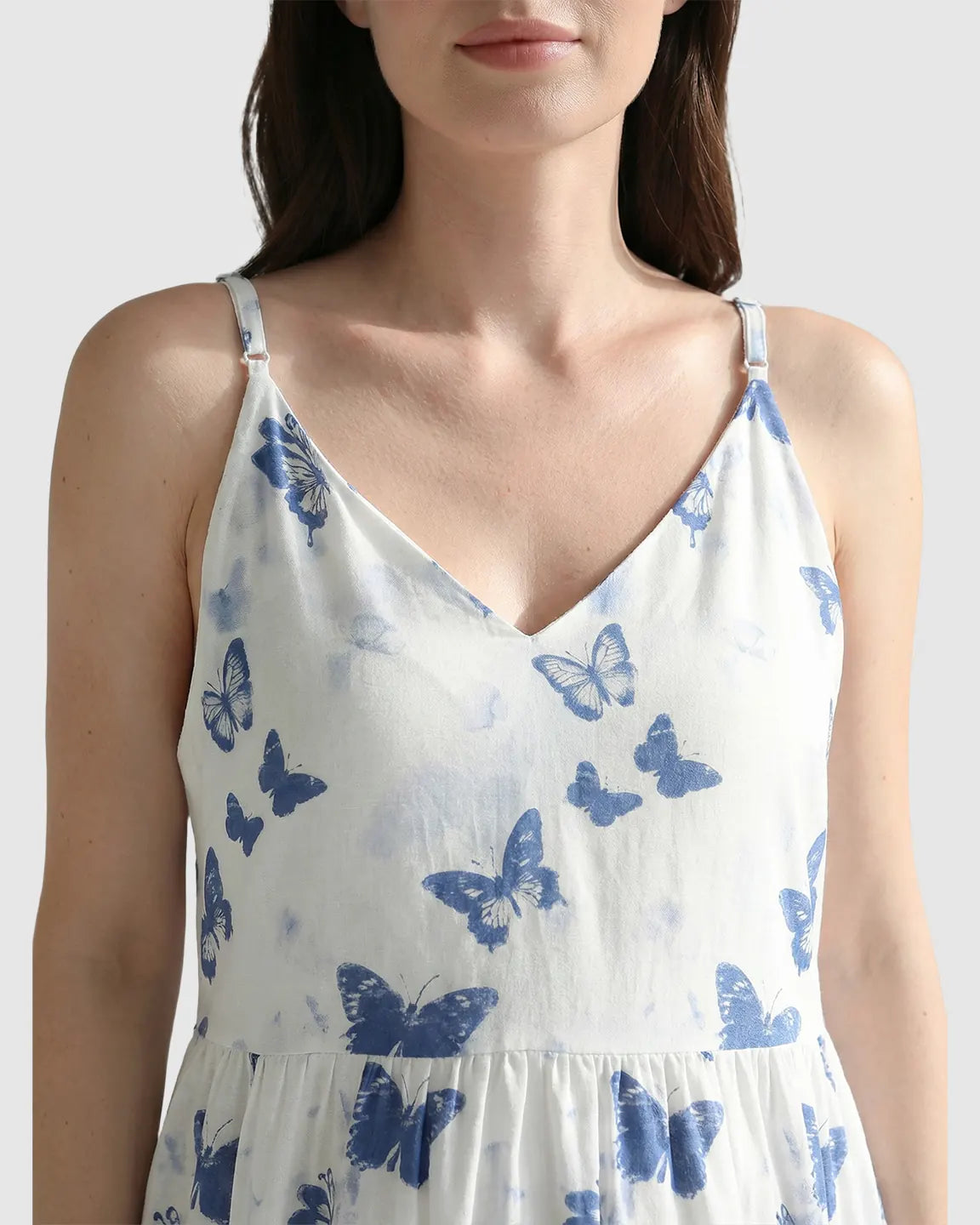 Built-In Bra Butterfly Print Maternity Nightdress