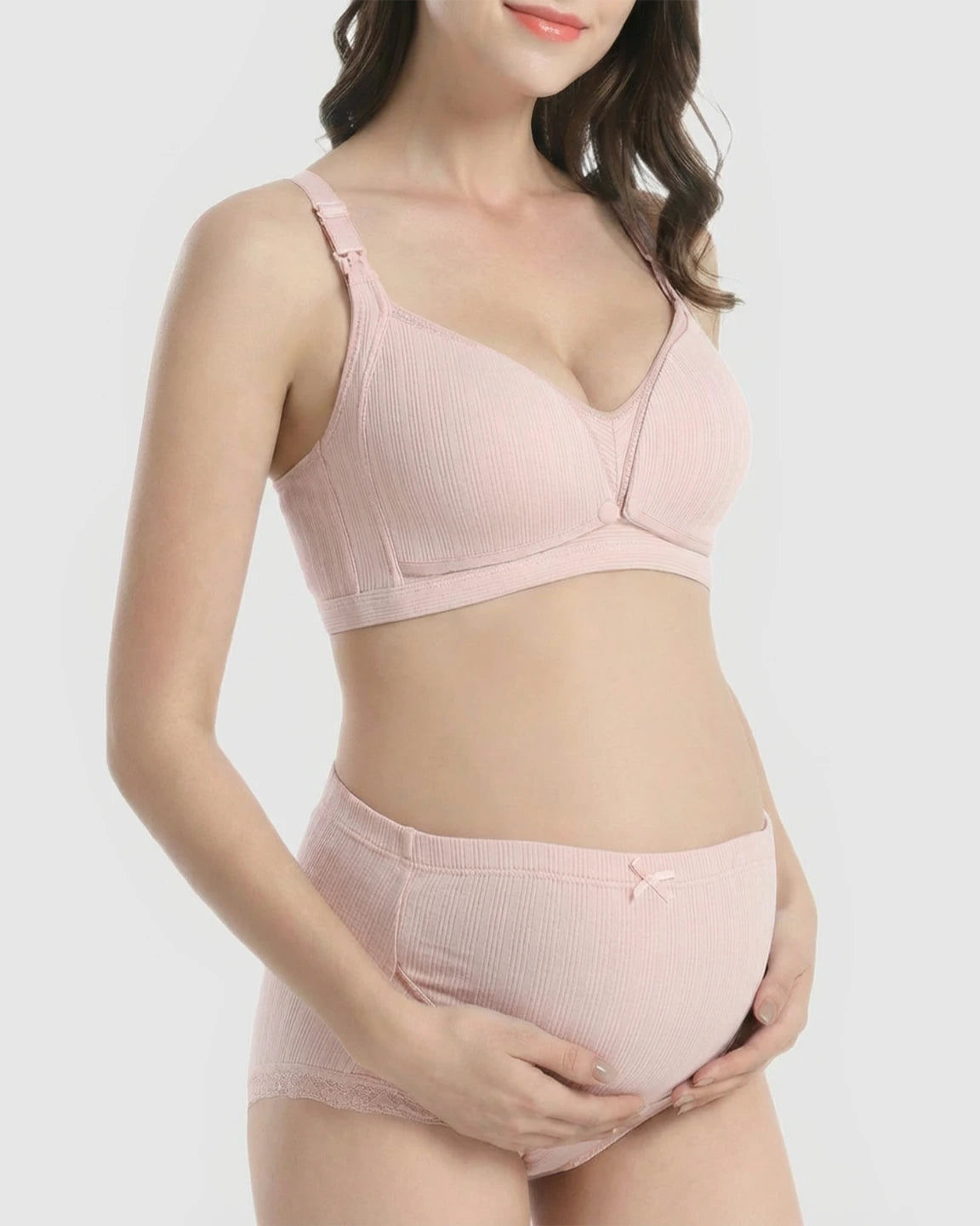 Wire-Free Breathable High-Waist Maternity Nursing Bra & Panty Set