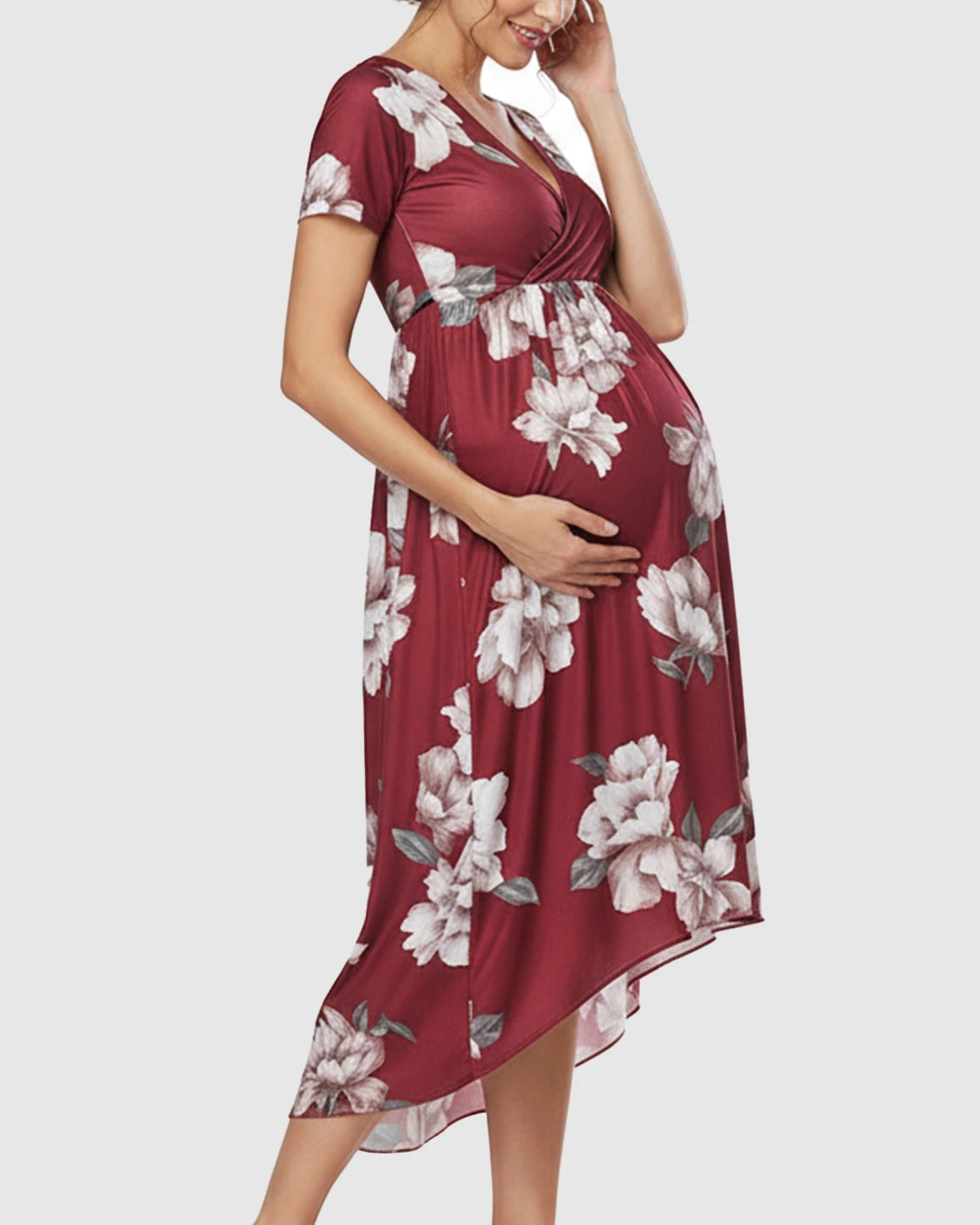 Floral Print Wrap Skirt Maternity Maxi Dress