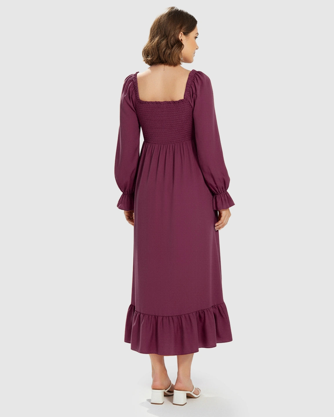 Bishop Sleeves Retro Elegant Maternity Maxi Dress