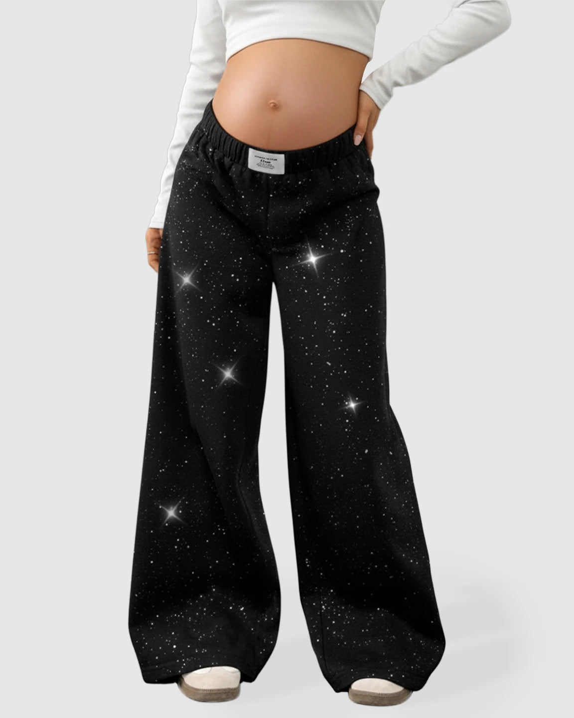 Starry Print Wide-Leg Maternity Pants