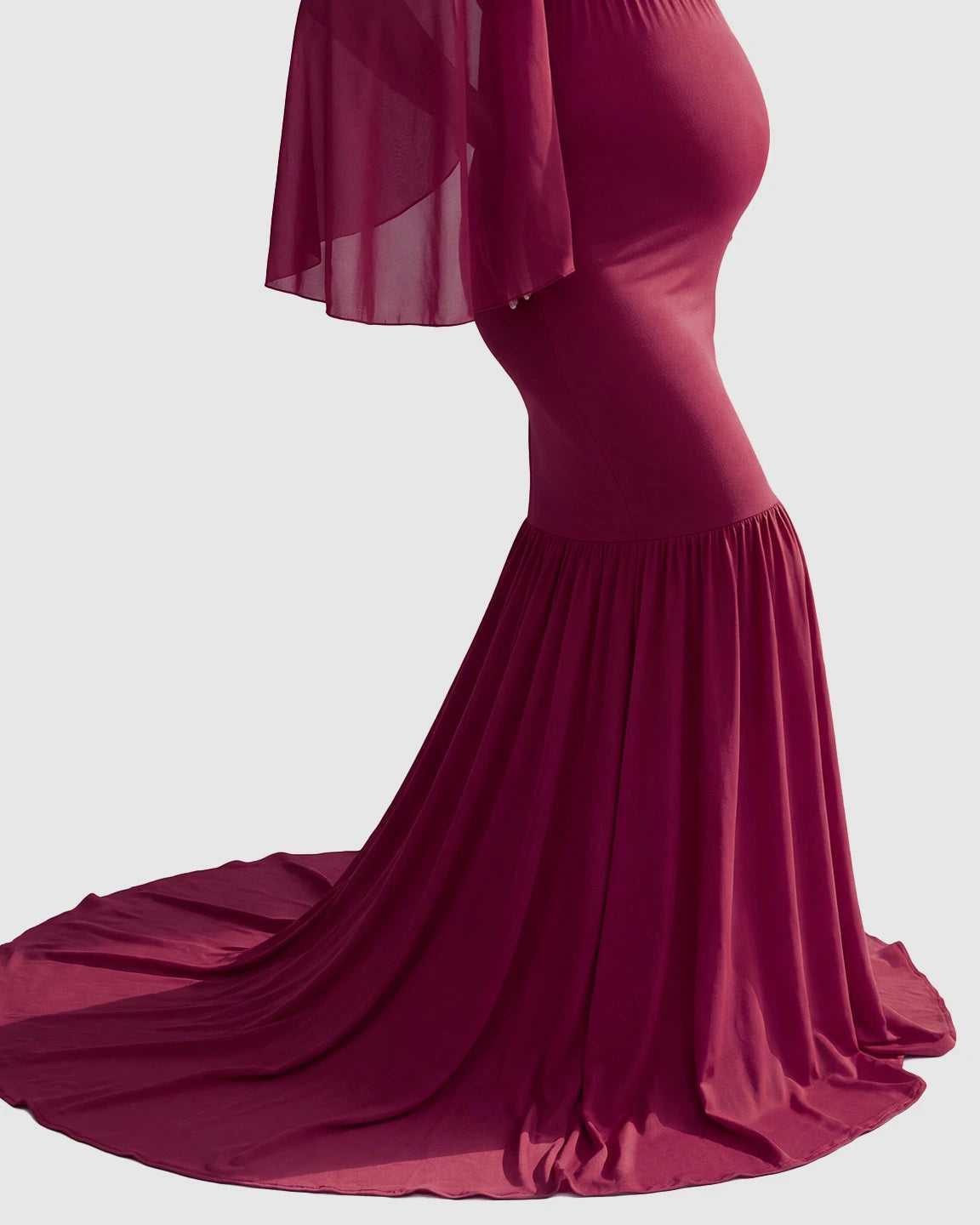 Trailing Hem Elegant Maternity Photoshoot Gown