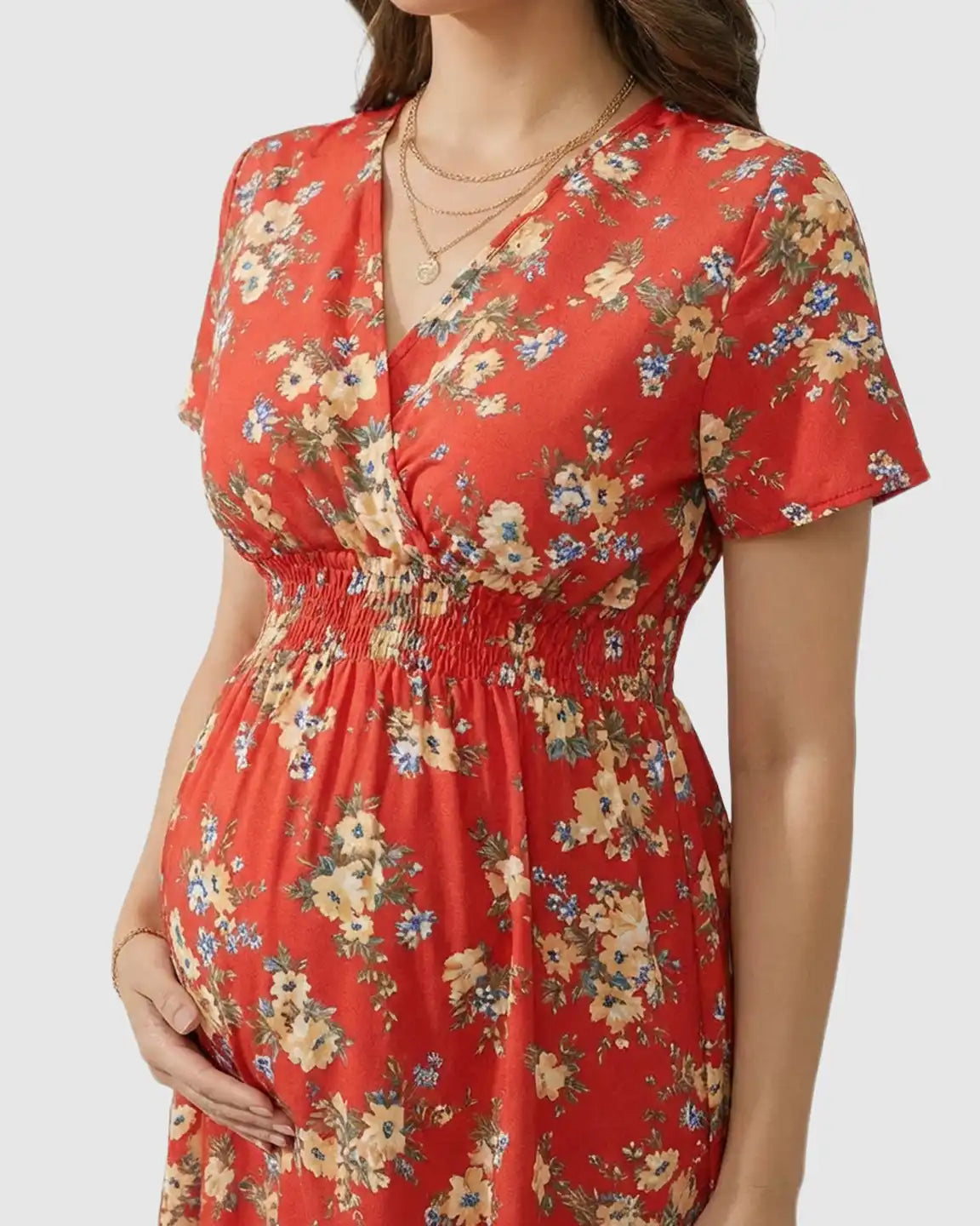 Stretch-Waist A-Line Maternity Midi Dress