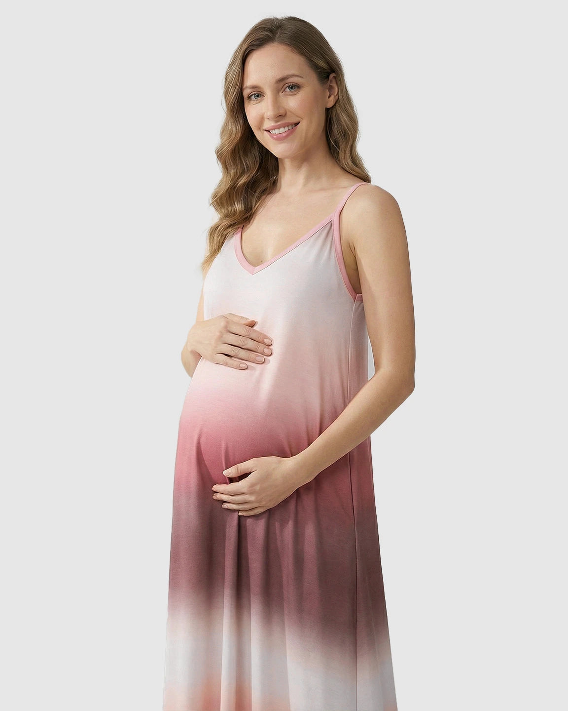Spaghetti-Strap Gradient Maternity Maxi Dress