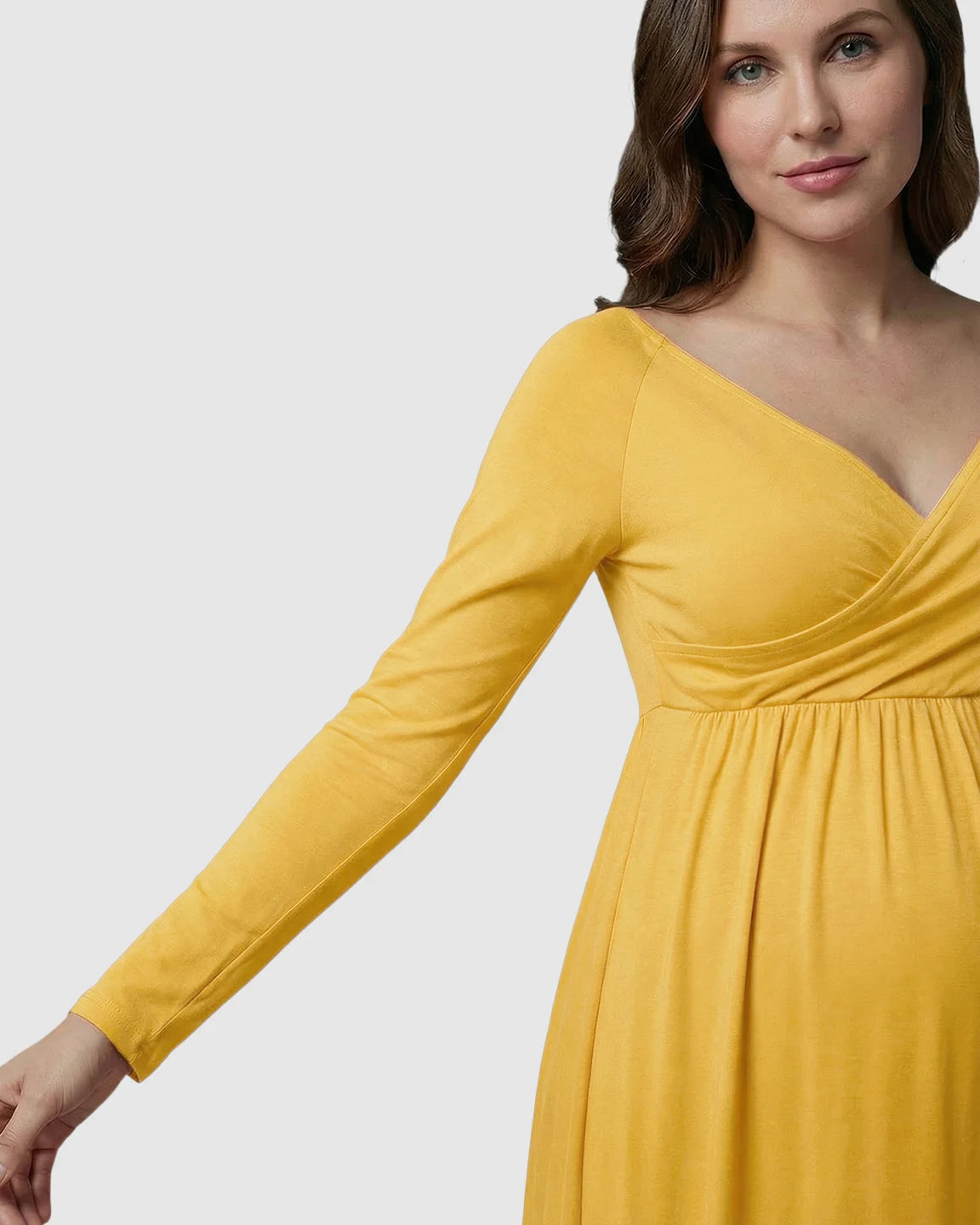 Long-Sleeve Full Train Maternity Maxi Dress