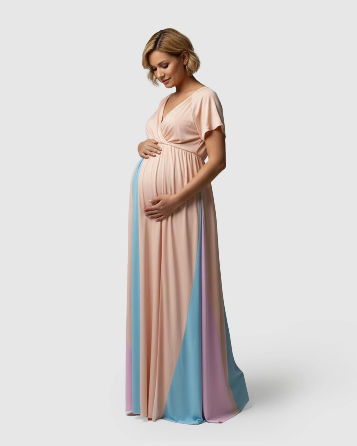 Gradient Colorblock Flowy Maternity Photoshoot Gown