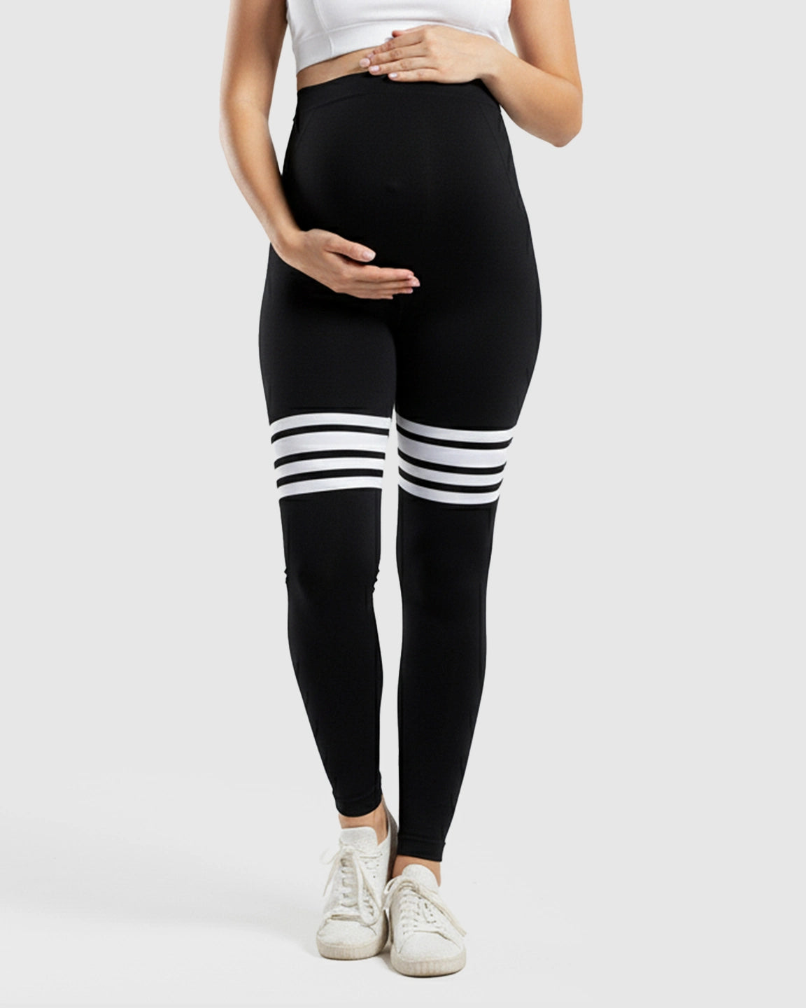 High-Waisted Stripe Maternity Yoga Leggings