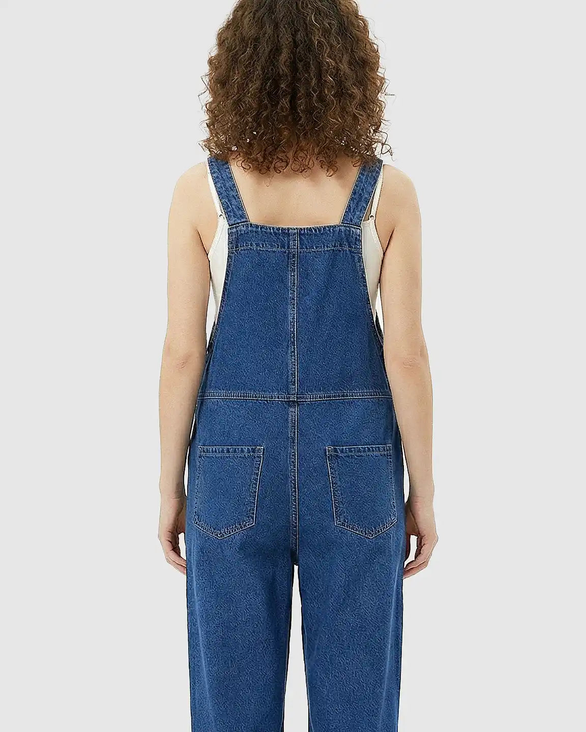 Adjustable Strap Loose Denim Maternity Jumpsuit