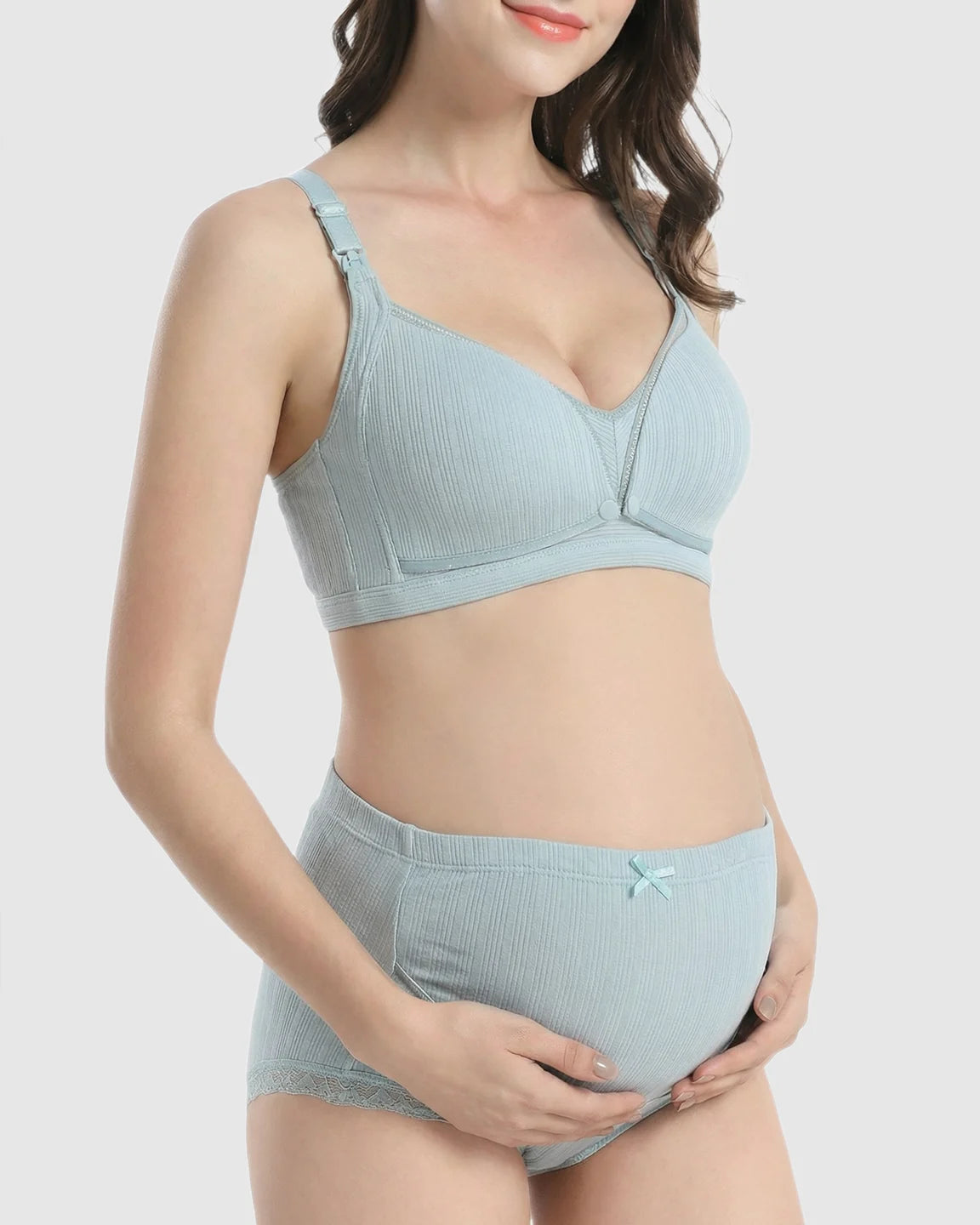 Wire-Free Breathable High-Waist Maternity Nursing Bra & Panty Set