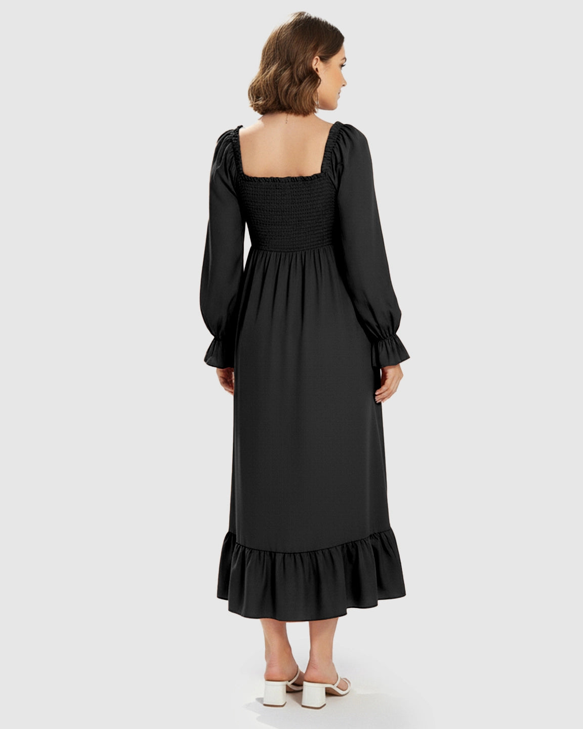 Bishop Sleeves Retro Elegant Maternity Maxi Dress