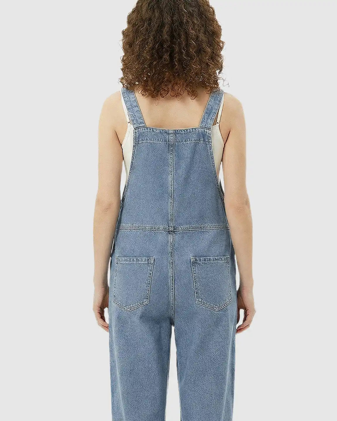 Adjustable Strap Loose Denim Maternity Jumpsuit