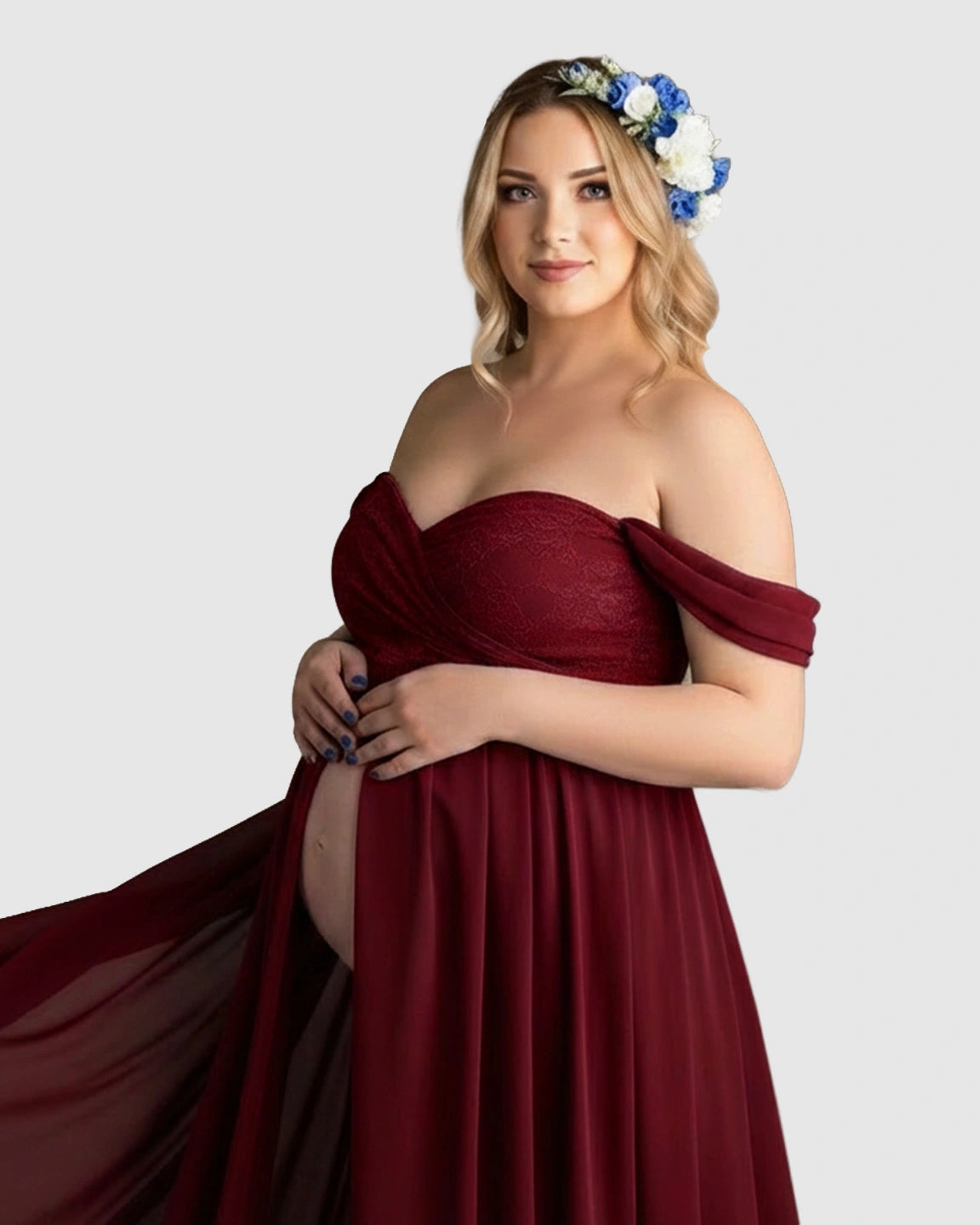 Extra-Long Train Ethereal Chiffon Maternity Gown