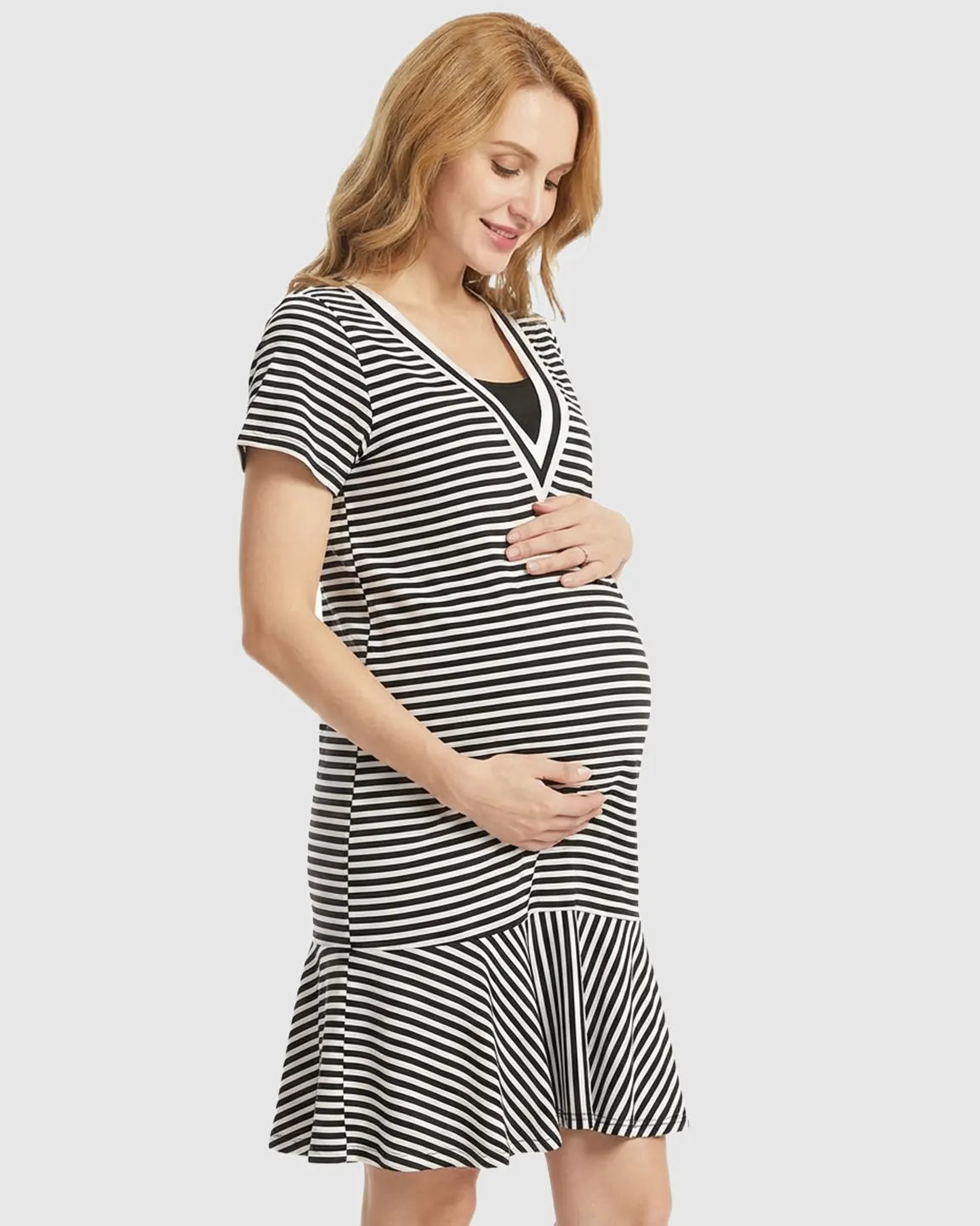 Easy Nursing Access Classic Stripes Maternity & Nursing Dress