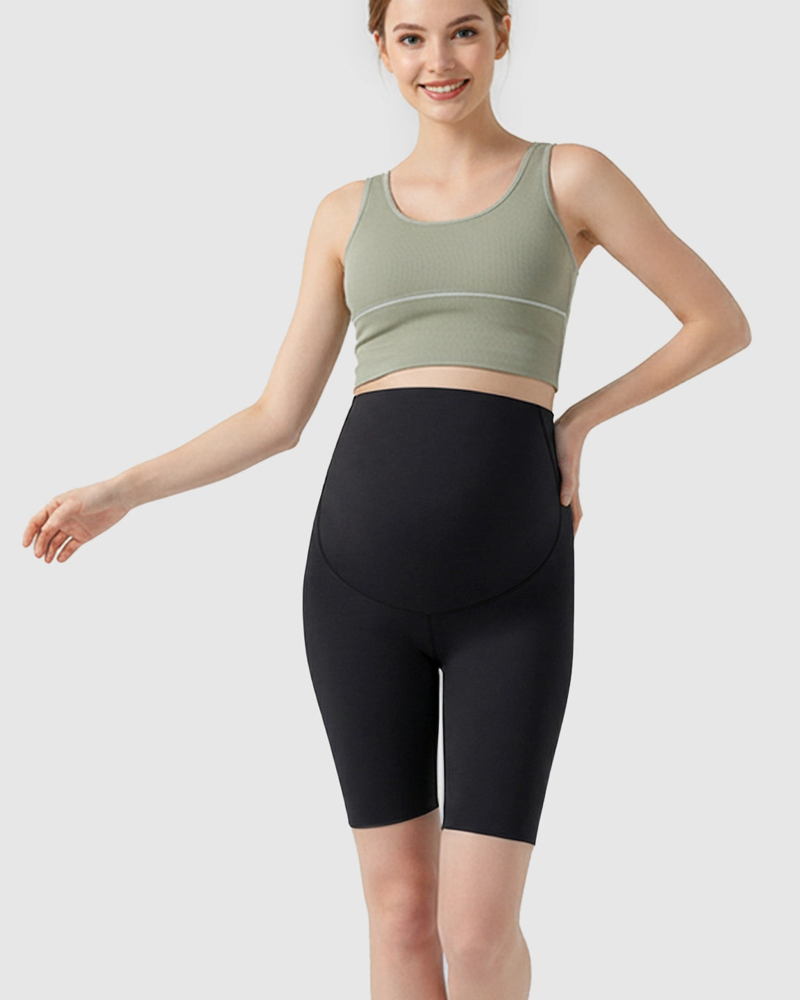 Over-Belly Seamless Design Maternity Shorts