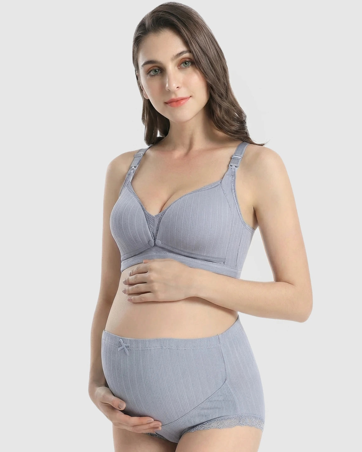 Wire-Free Breathable High-Waist Maternity Nursing Bra & Panty Set