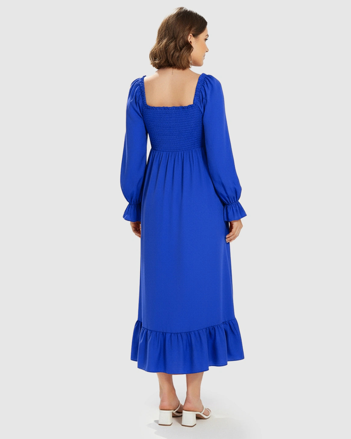 Bishop Sleeves Retro Elegant Maternity Maxi Dress