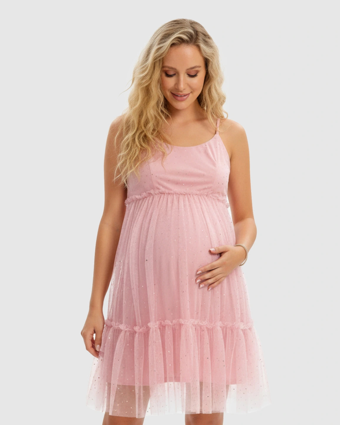 Spaghetti Strap Tulle Cake Skirt Maternity Dress