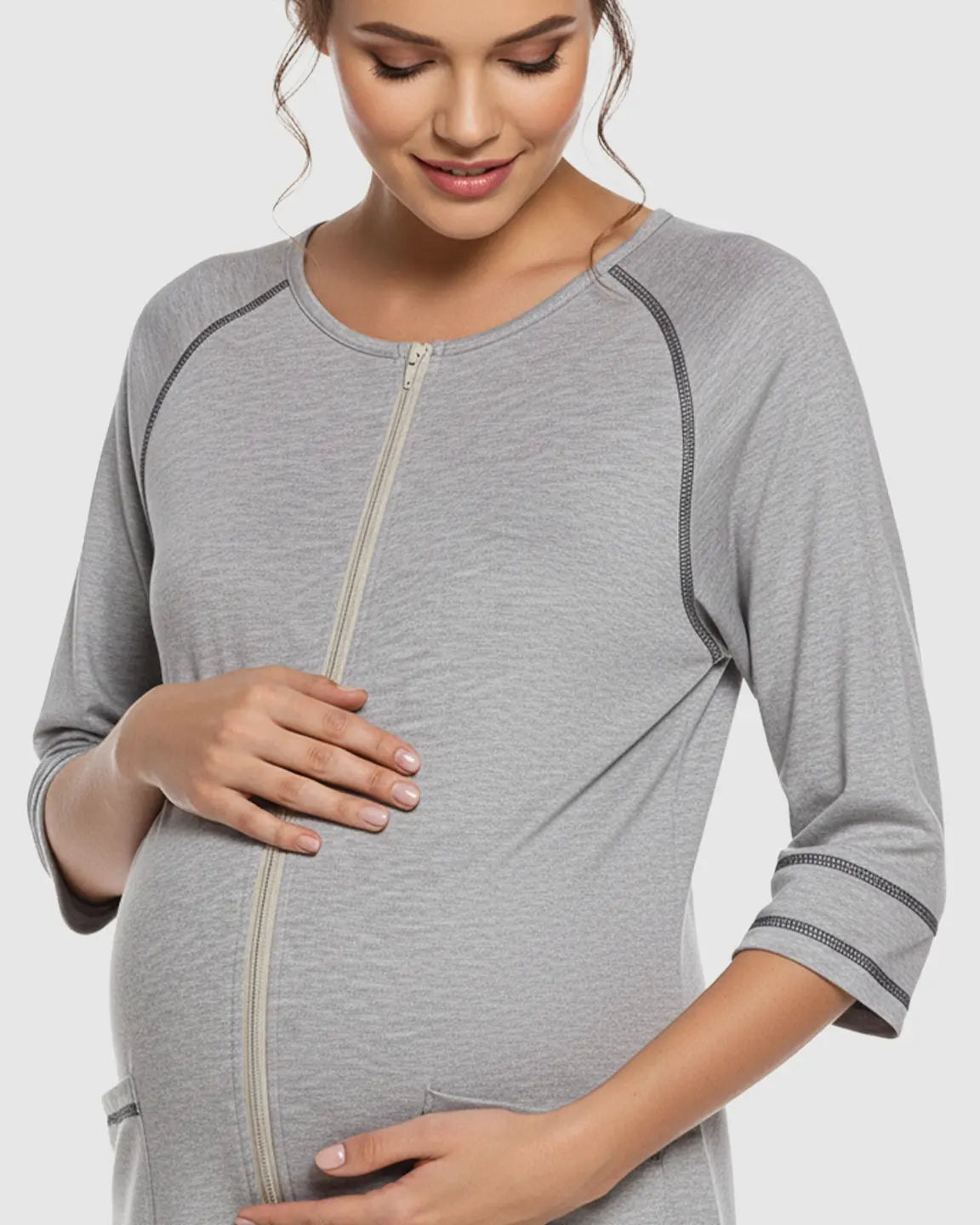 Front Zipper Loose Fit Maternity & Nursing Dress
