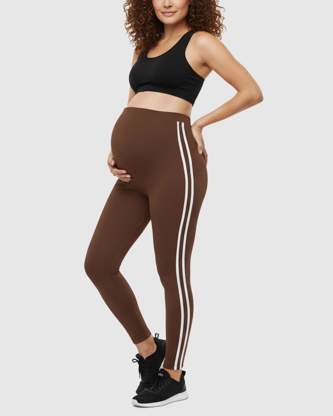 Side Striped Sporty Maternity Leggings