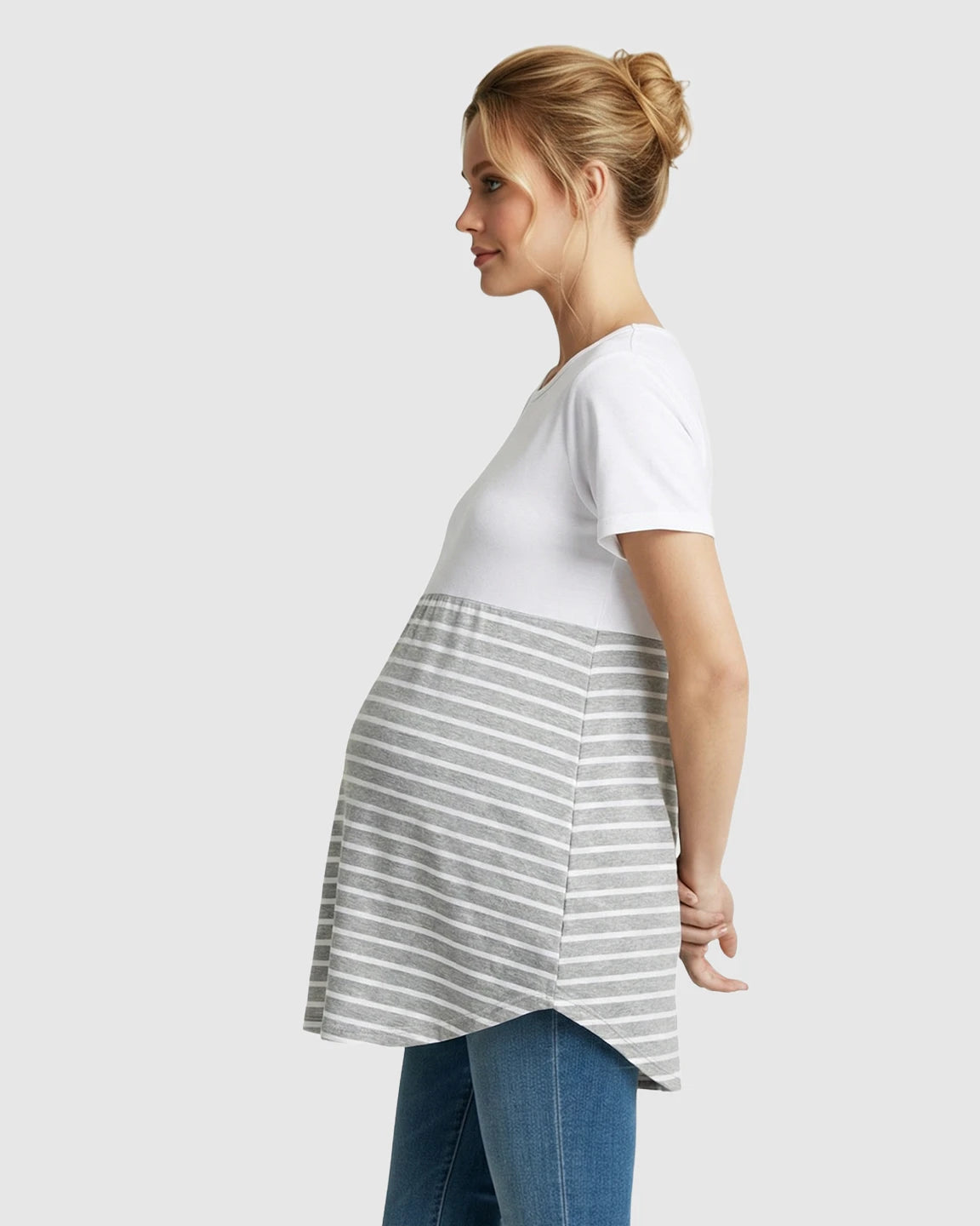 Lift-Up Access Striped Nursing & Maternity Top