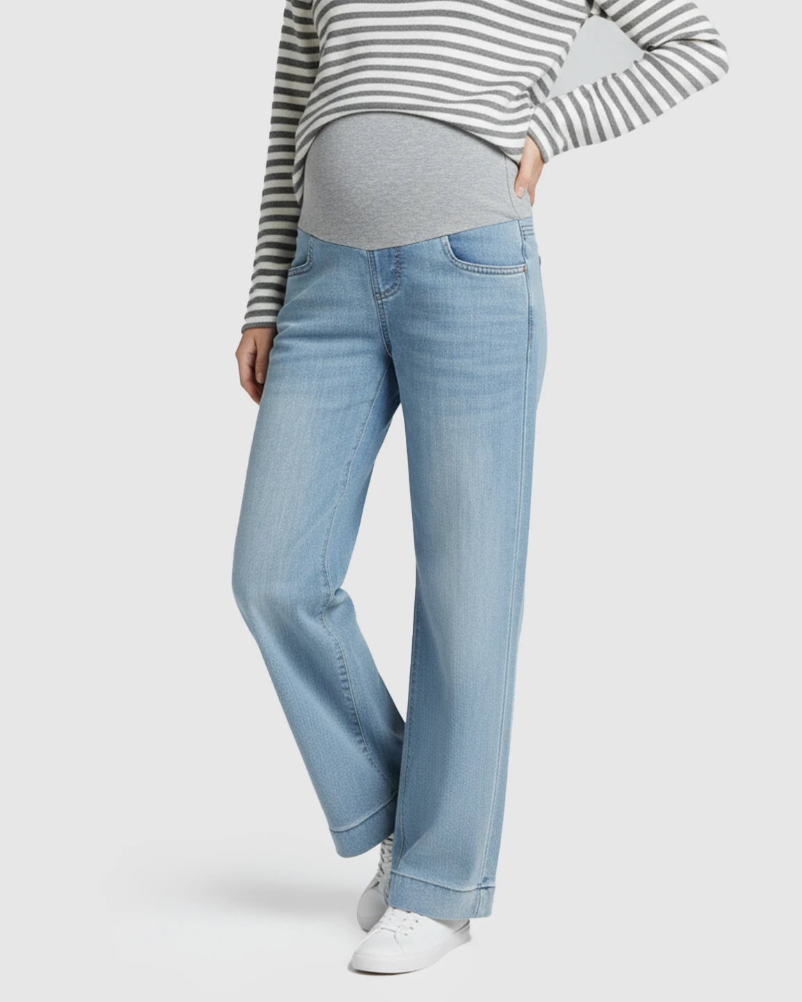 Stretchy Waist Wide-Leg Maternity Jeans