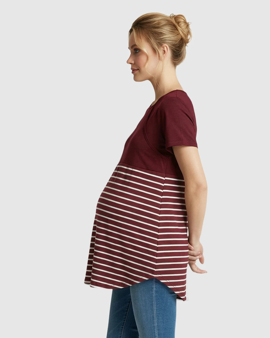 Lift-Up Access Striped Nursing & Maternity Top
