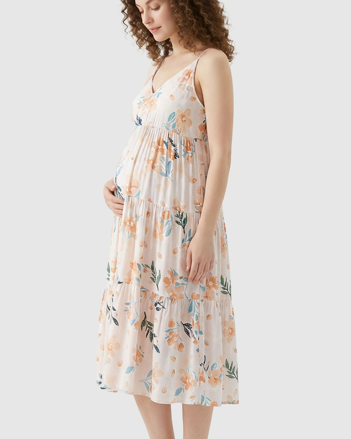 Ruffled Flowing Skirt Maternity Nightdress