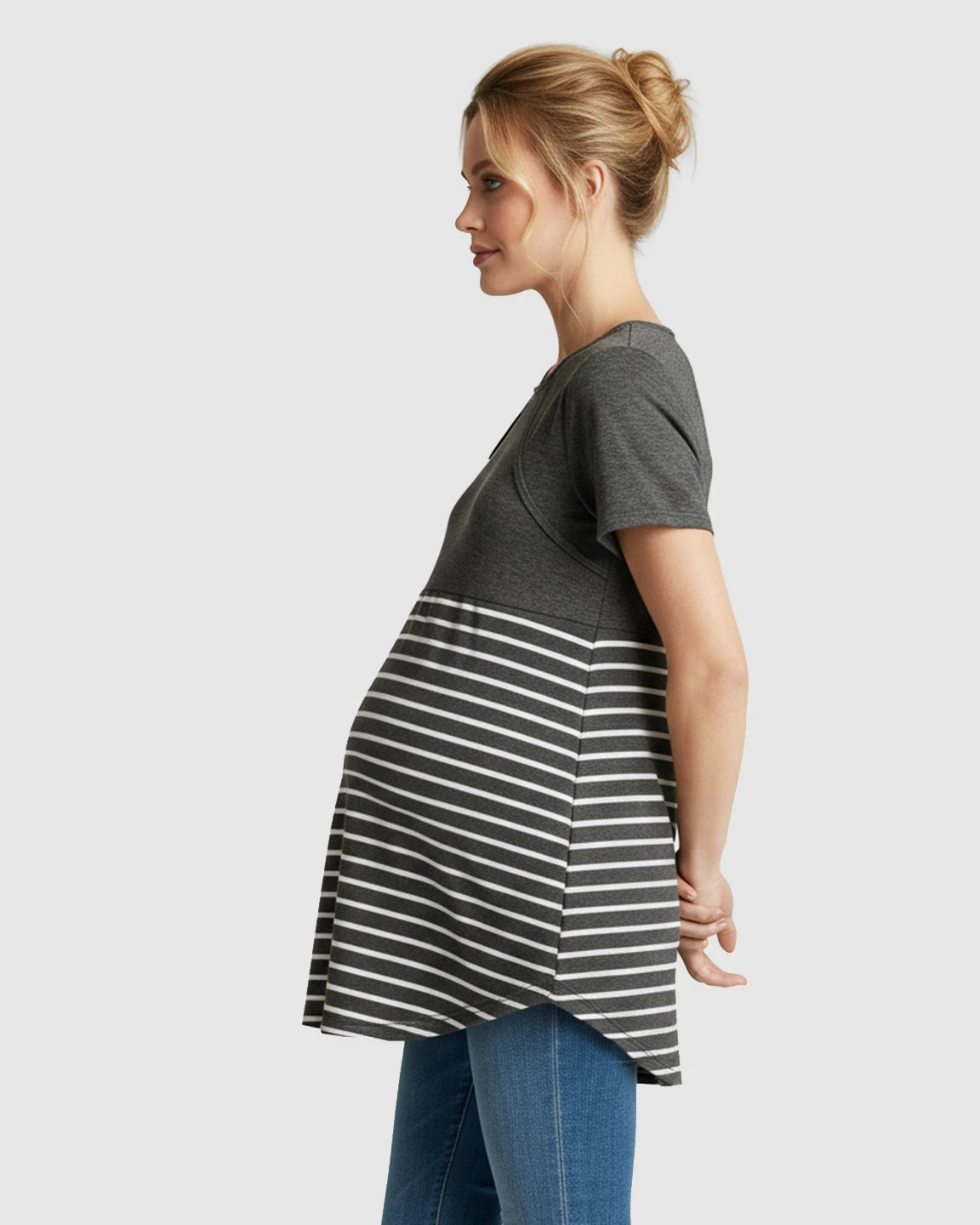 Lift-Up Access Striped Nursing & Maternity Top