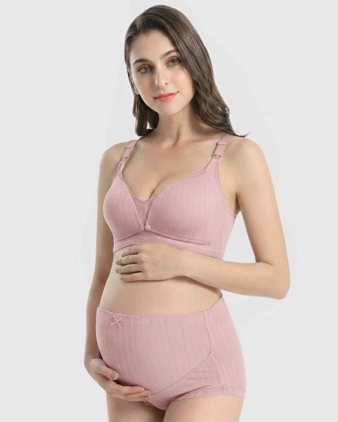 Wire-Free Breathable High-Waist Maternity Nursing Bra & Panty Set