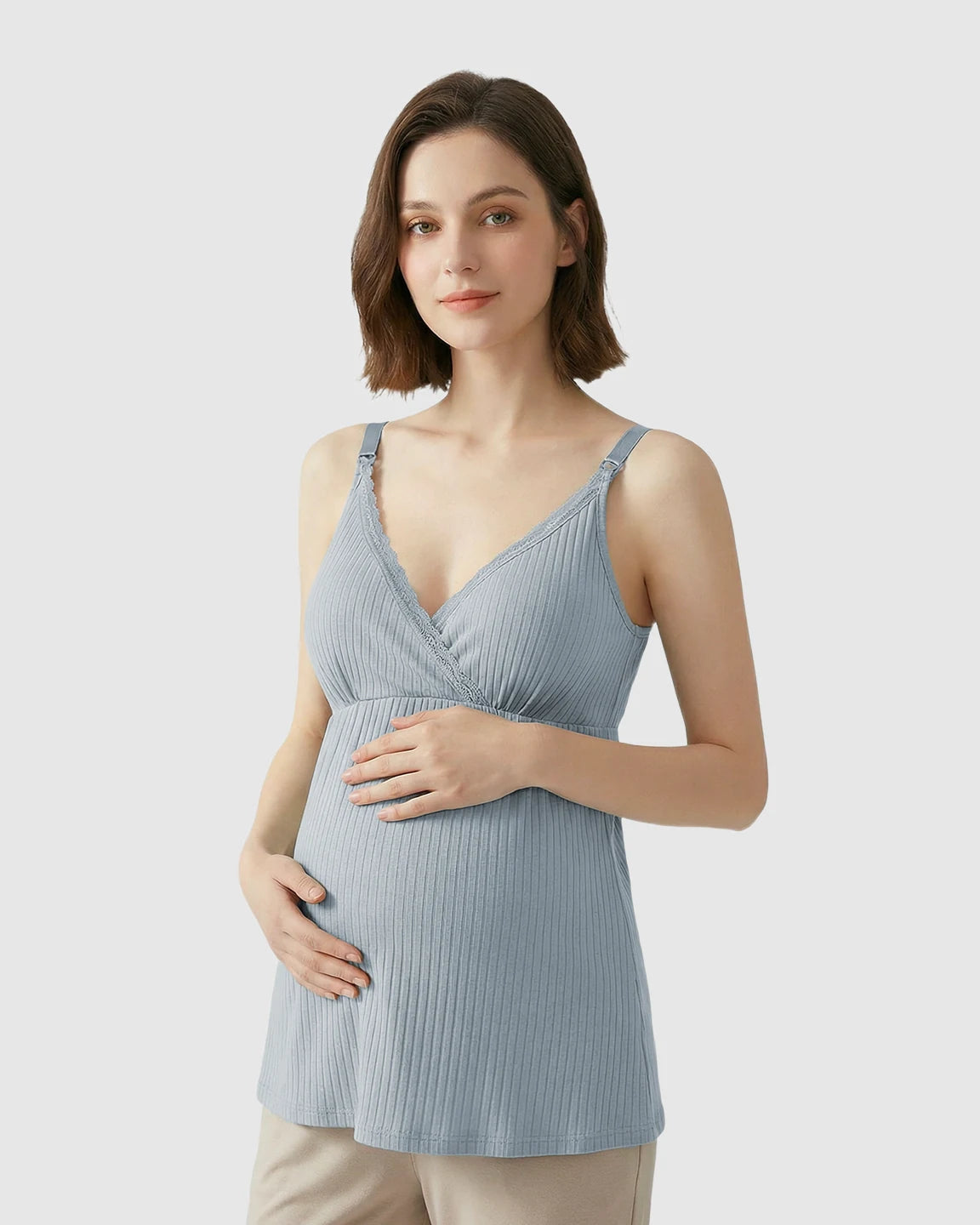 Easy-Access Crisscross Ribbed Nursing Camisole