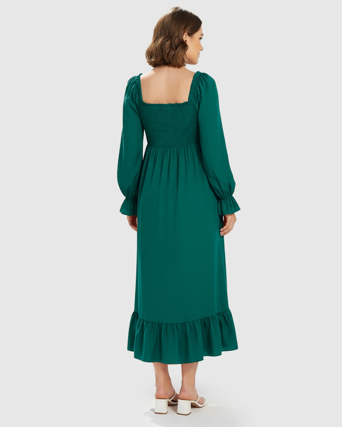 Bishop Sleeves Retro Elegant Maternity Maxi Dress