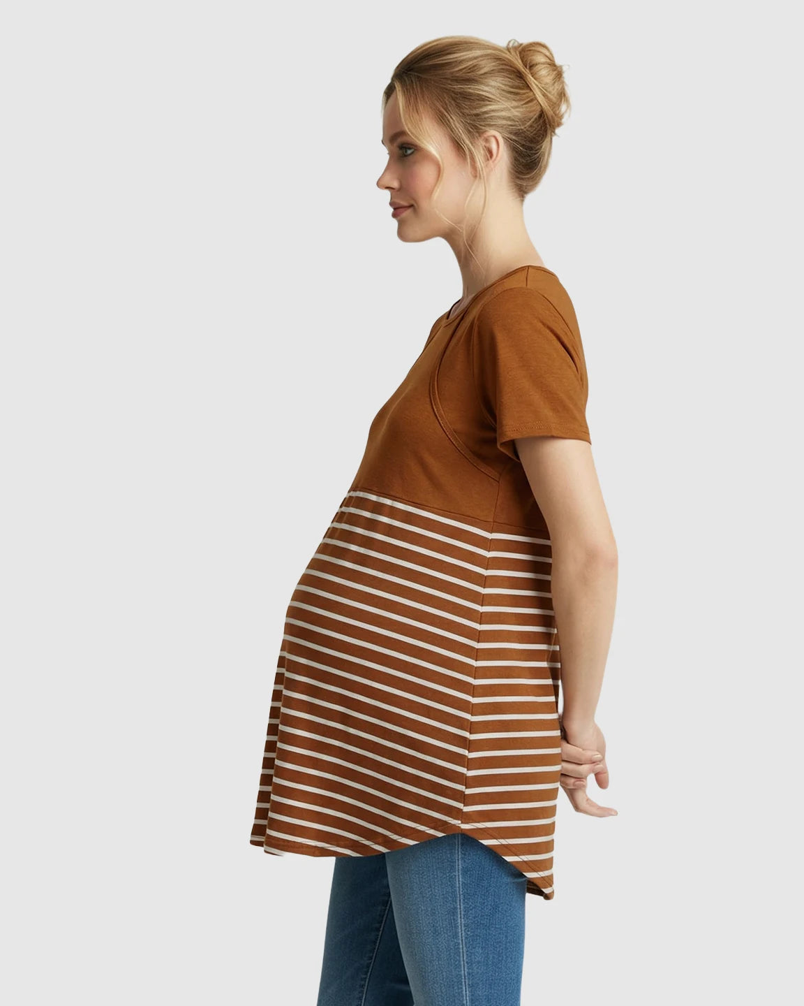 Lift-Up Access Striped Nursing & Maternity Top