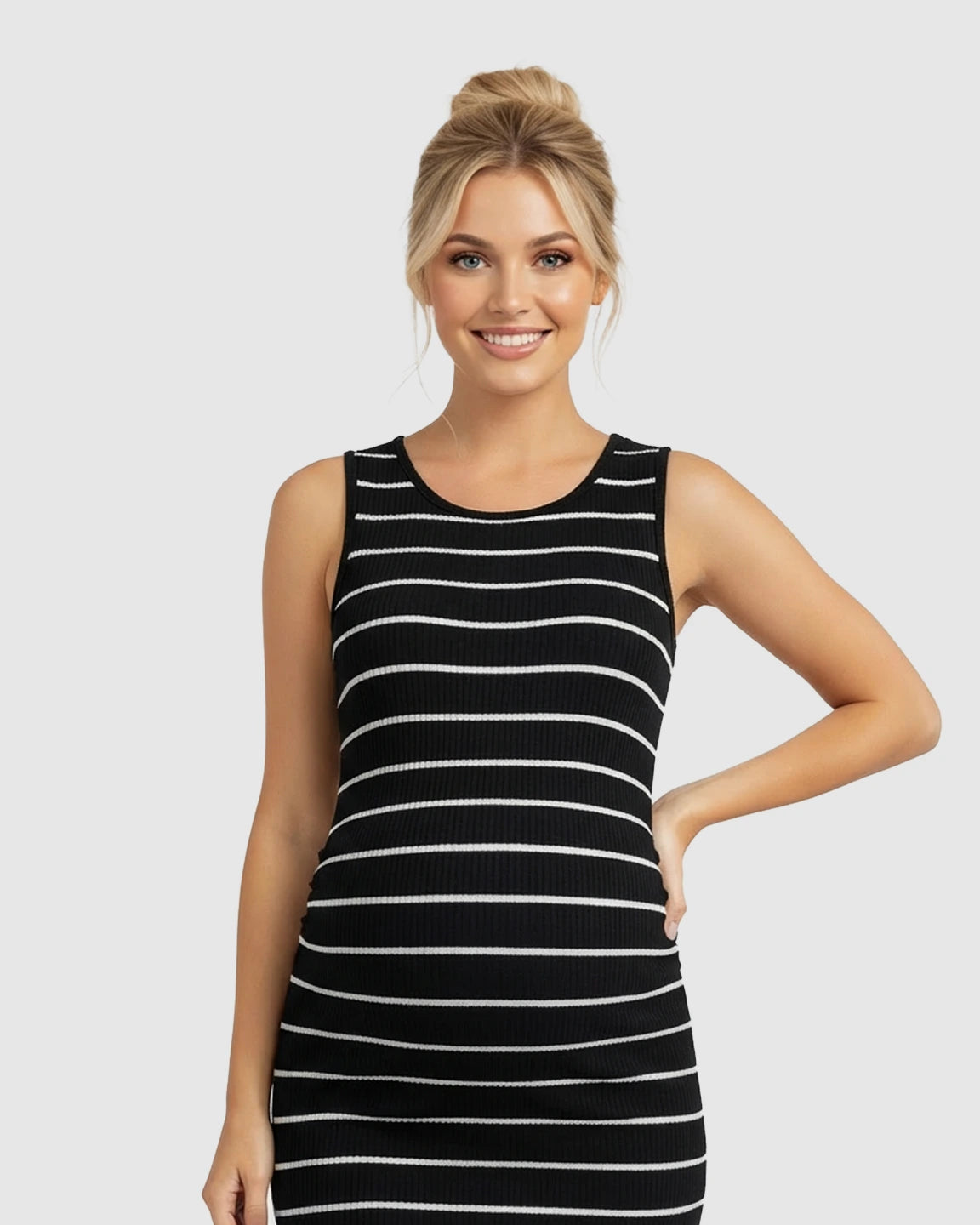 Striped Sleeveless Loose Flowing Maternity Dress